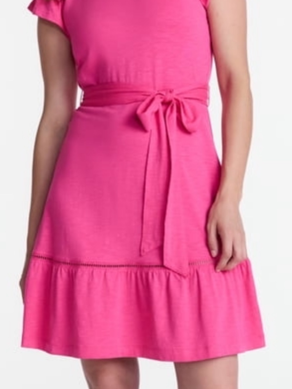Time and Tru Hot Pink Tie-Waist Mini Dress